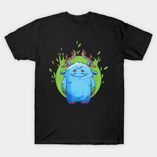 Cute Burly Friendly Monster in Forest T-Shirt by PosterpartyCo